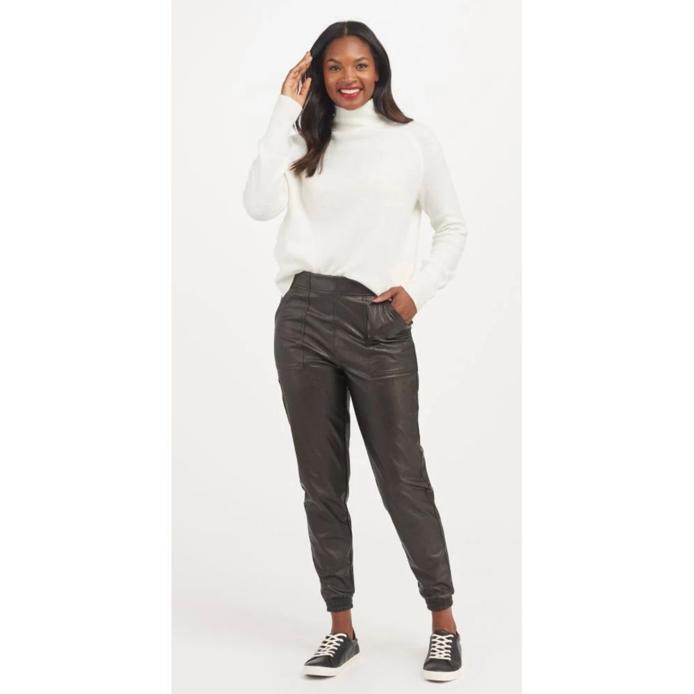 NEW Spanx Black Leather-Like Jogger Pants NWT Size Large Retail $148 - Picture 11 of 11